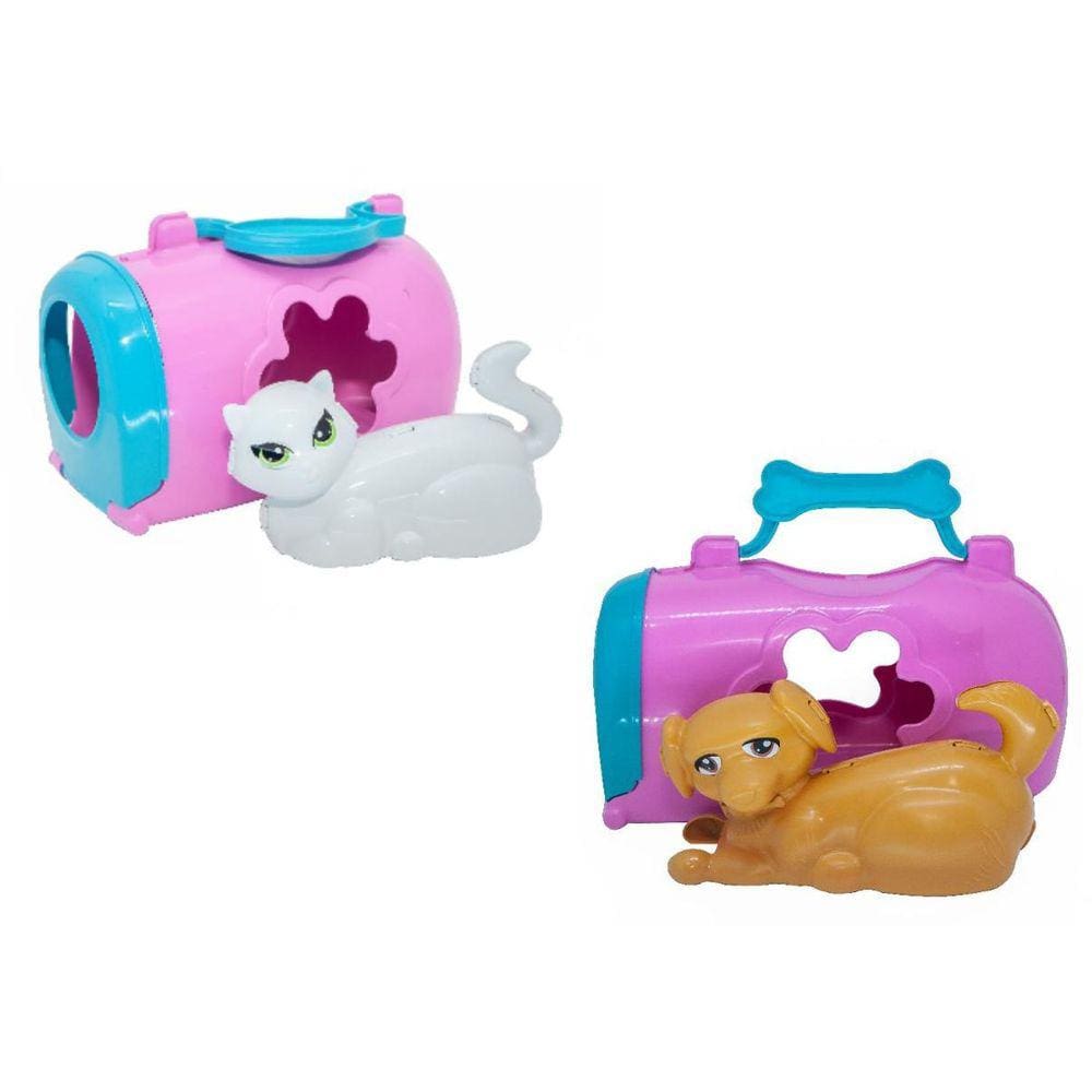 Kit Brinquedo Menina Infantil Cachorro E Gatinho Maletinha