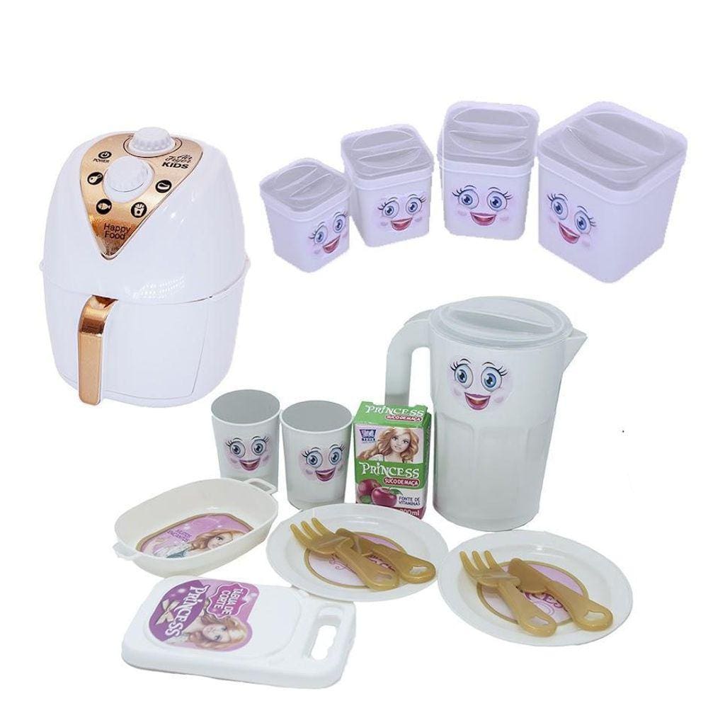 Kit Cozinha Menina Jantar Potes De Mantimentos Air Fryer 17P