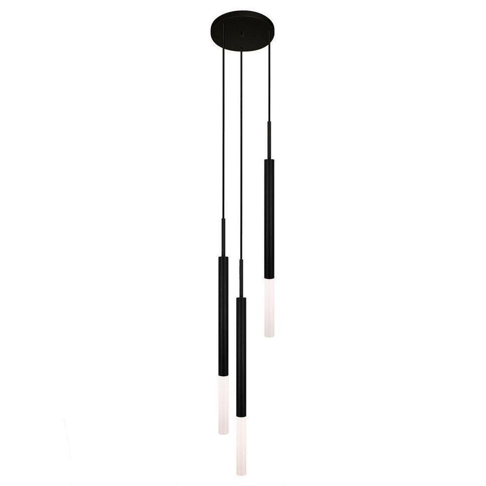 Pendente Luminária De Teto Tubo Triplo Difusor Balcão Preto