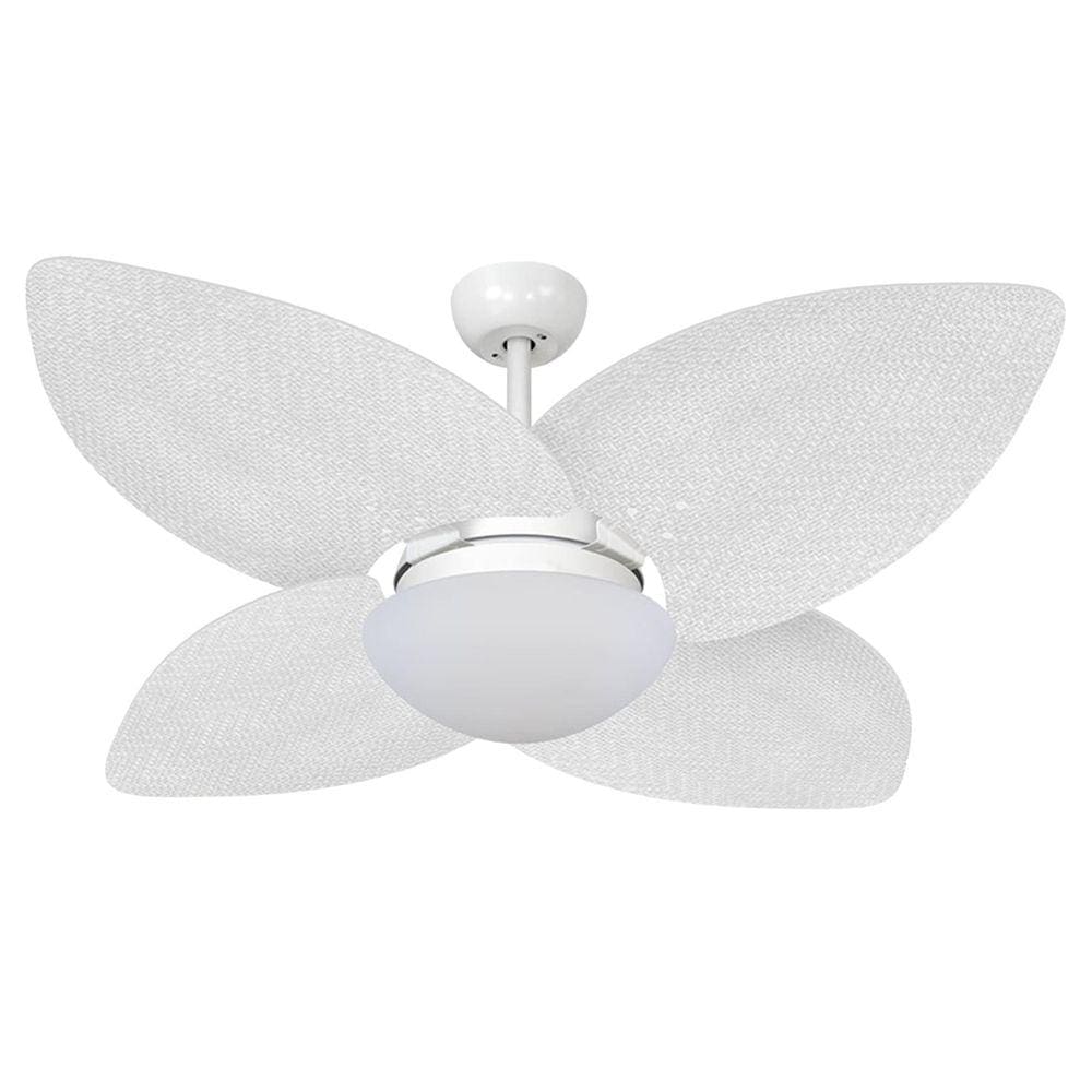 Ventilador De Teto Volare Branco Vidro Dunamis Palha 220V