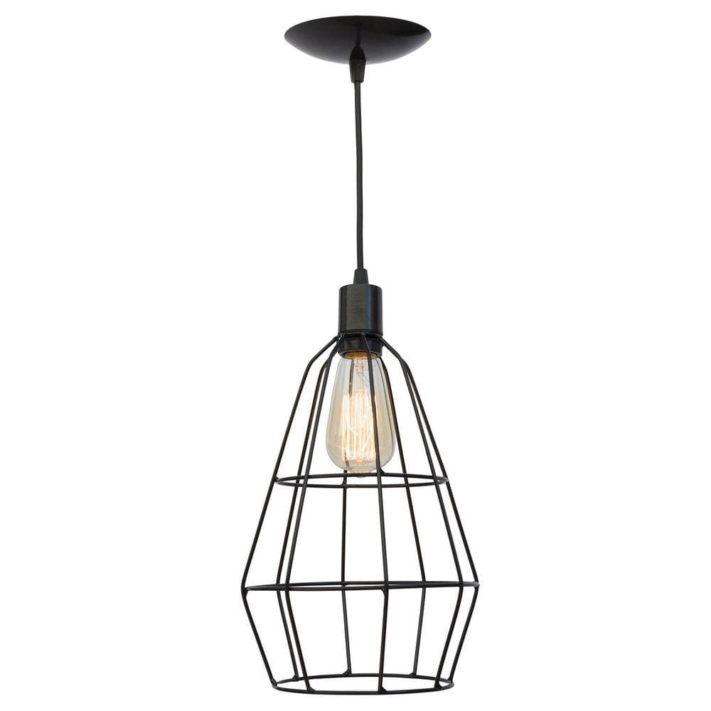 2X Pendente Aramado Poptem Veneza Cone Preto
