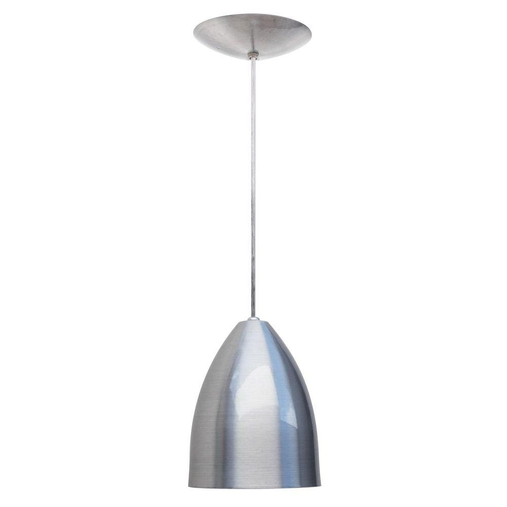 3X Pendente Soft Poptem Cone Aluminio Escovado E Branco