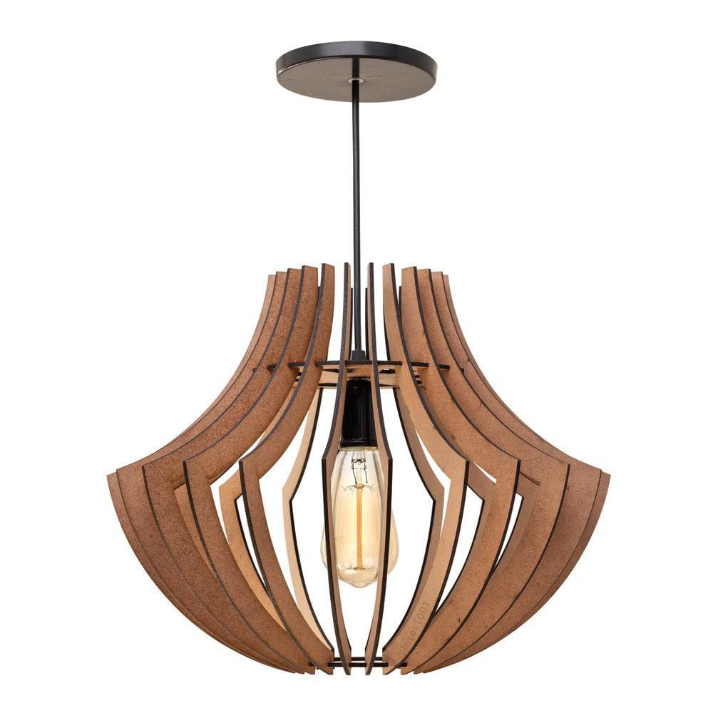 3X Pendente Mdf Poptem Curvy Madeira