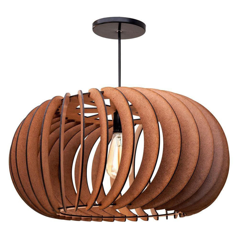 3X Pendente Mdf Poptem Elíptica Madeira