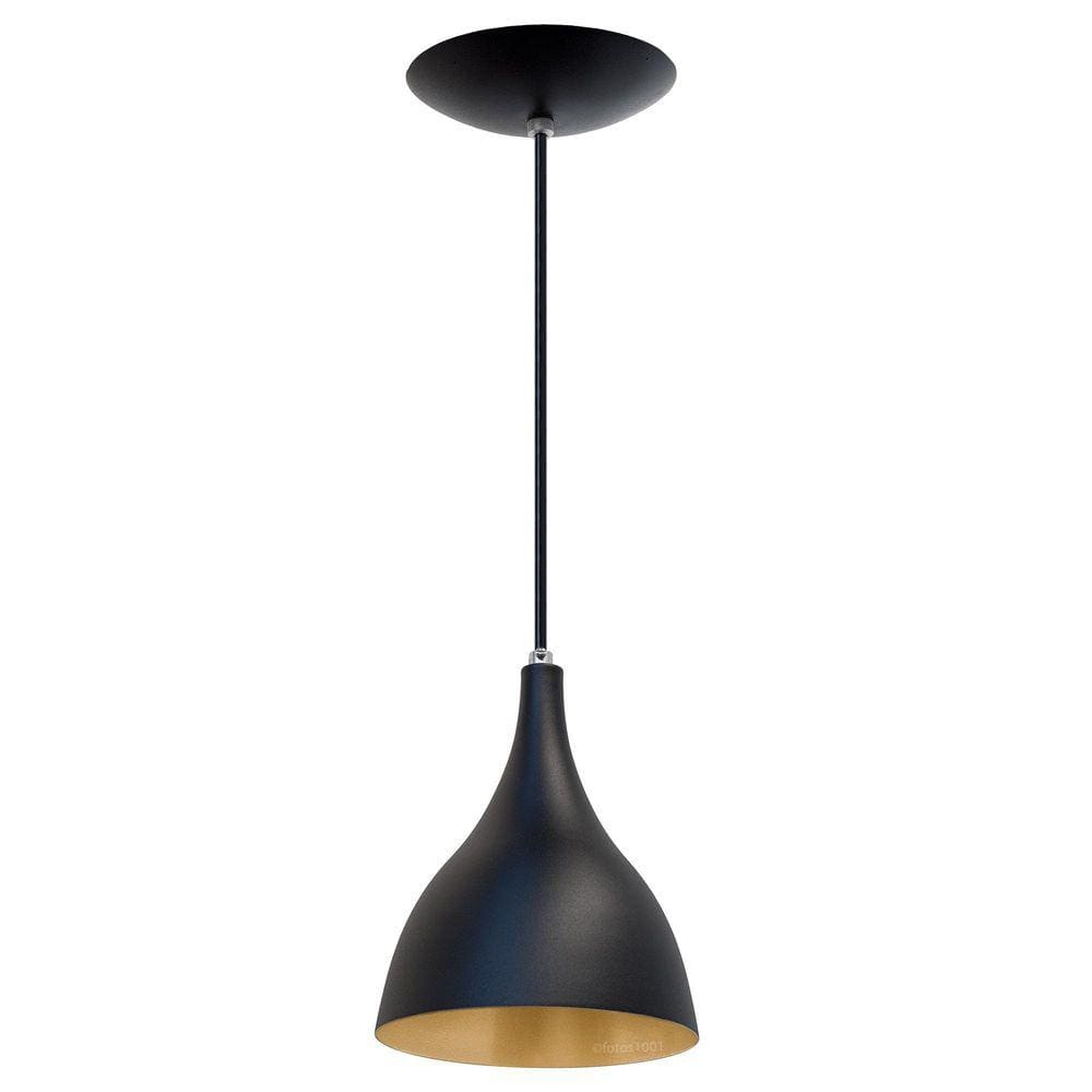3X Pendente Agata Poptem Cone Aluminio Preto E Dourado