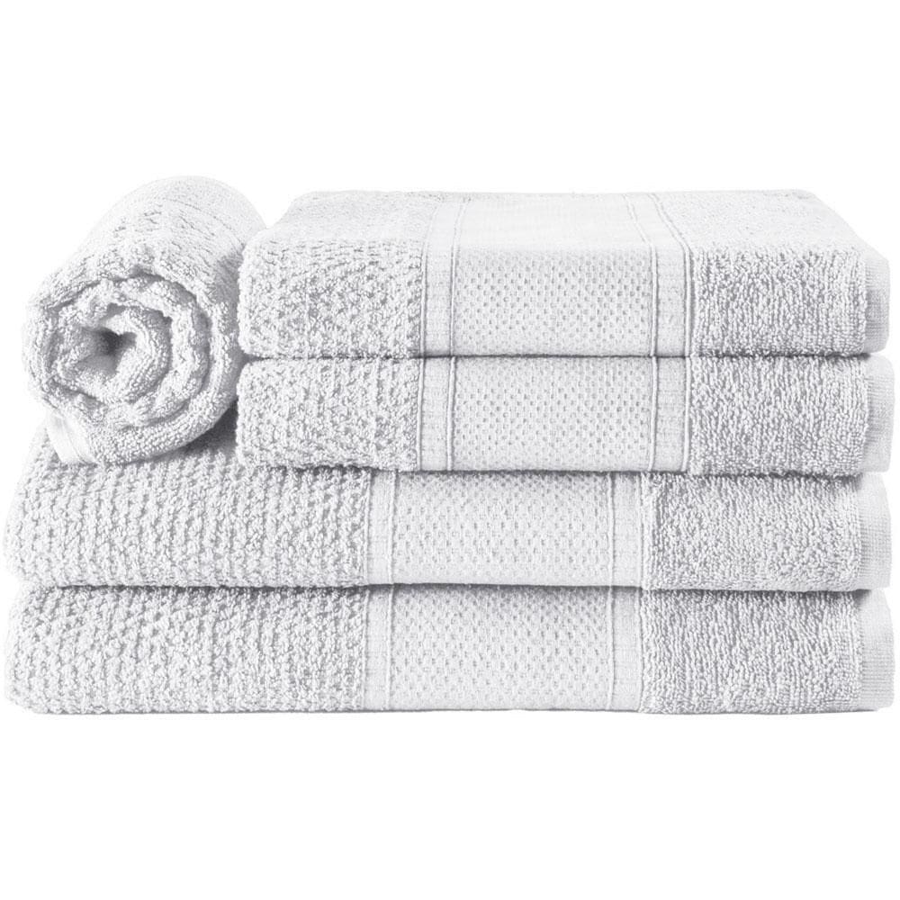 Jogo De Banho Toalhas Livy 100% Algodão Relevo Em Flocos 5 Peças - Branco