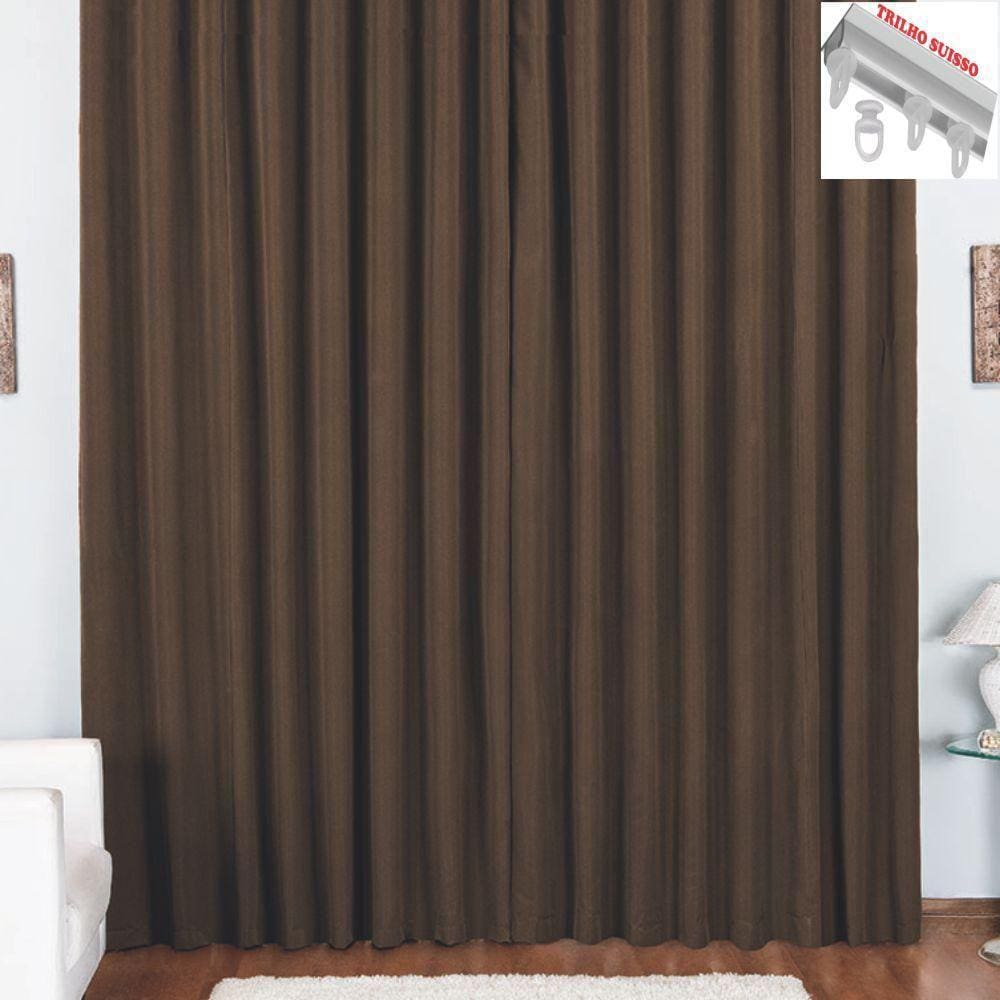 Cortina Tóquio Para Trilho Suisso Max Oxford 3Mx2,80M Marrom