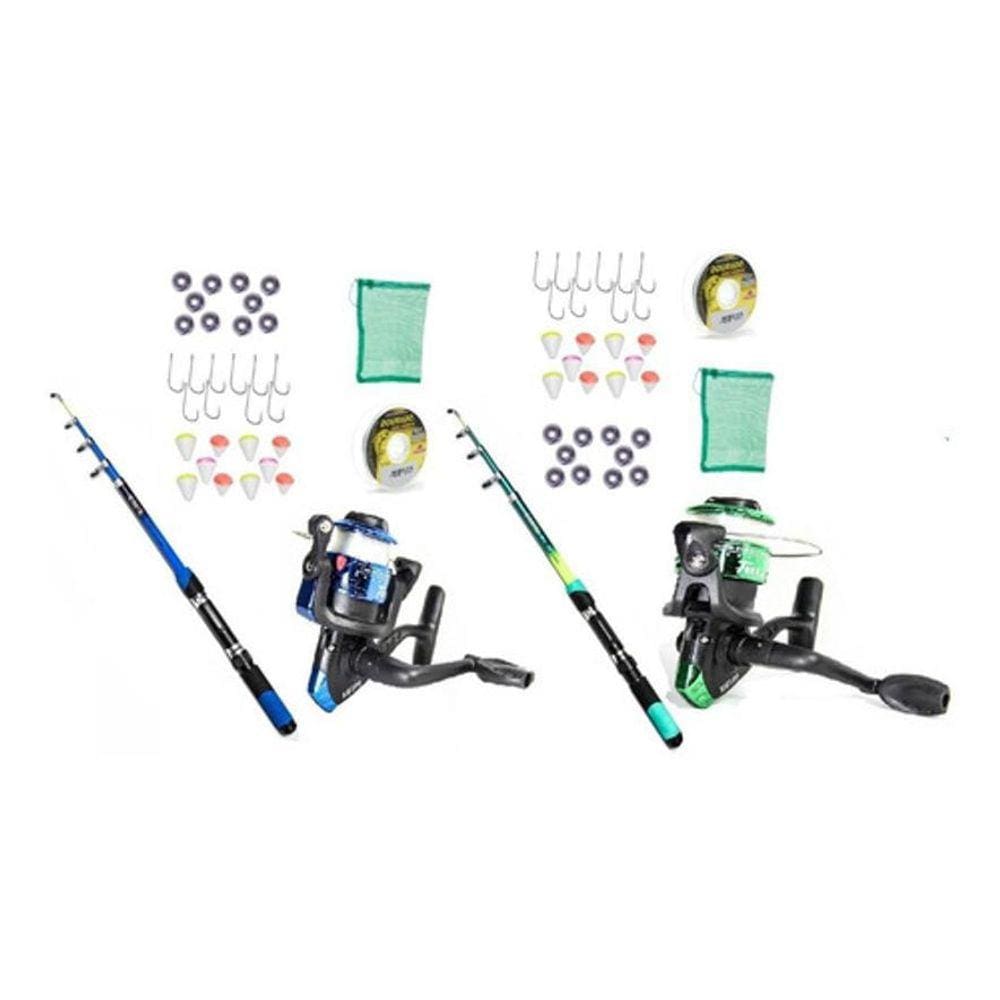 Conjunto Pesca 2 Vara + 2 Molinete Kit Barato Completo Full