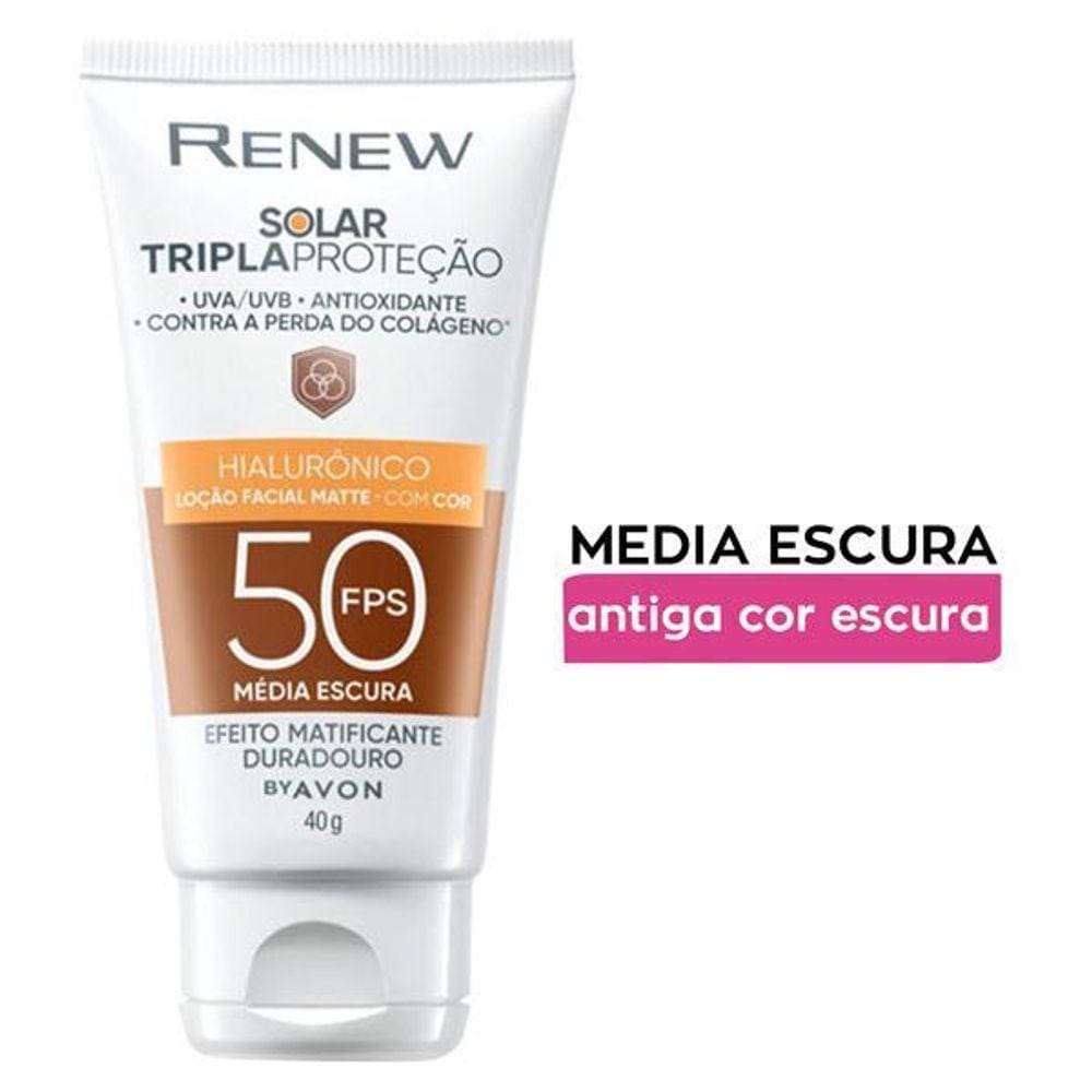 Avon Protetor Solar Facial Renew Fps50 Cor Média Escura 40G