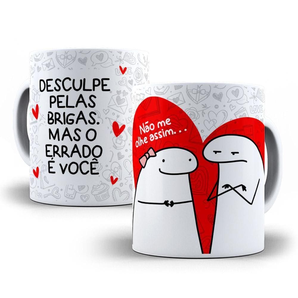 Caneca Divertida Flork Te Amo + Chaveiro Presente