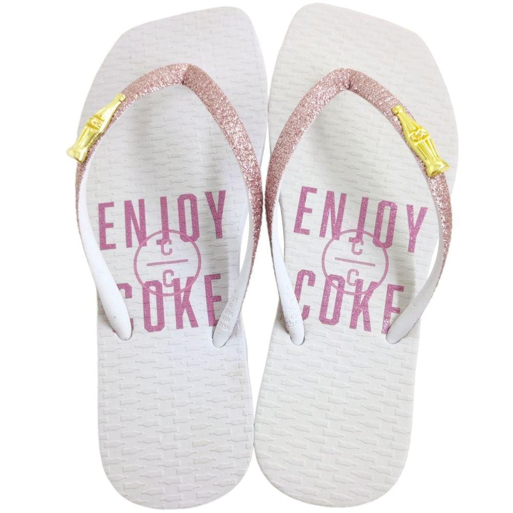 Chinelo De Dedo Feminino Casual Dia a Dia Borracha Coca Cola Shine Sandal Cc4131