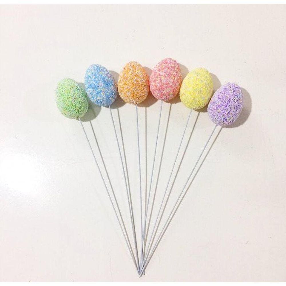 Enfeite Decorativo 36 Ovos De Páscoa Colorido com Haste