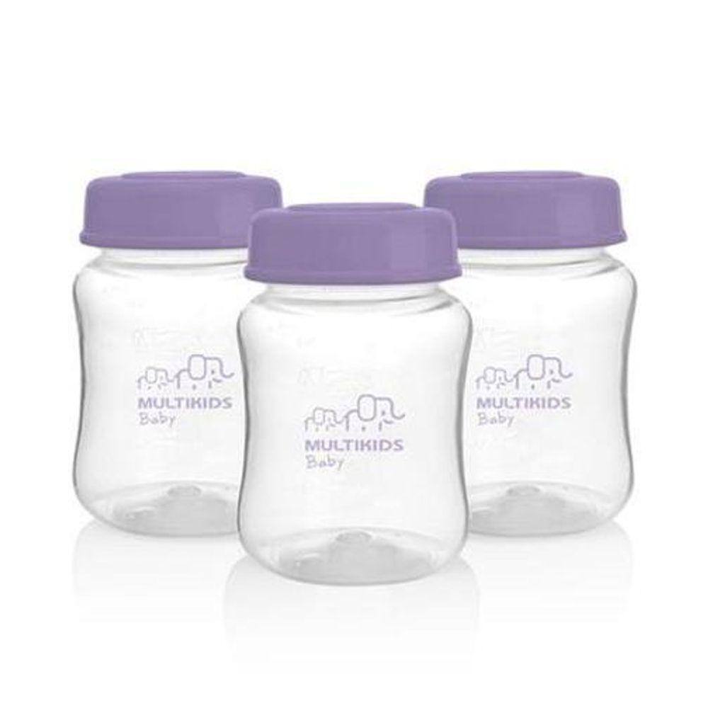 Kit 3 Potes Para Leite Materno - 180Ml - Multikids