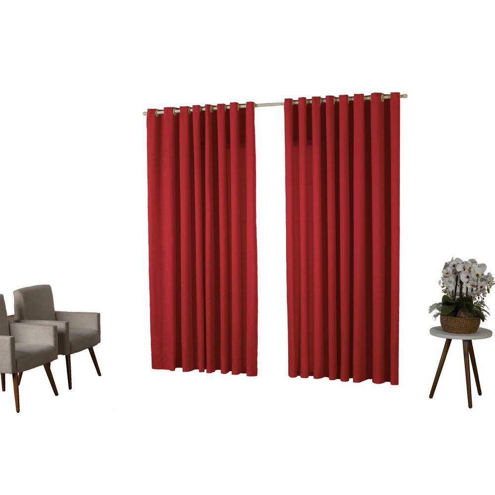 Cortina 3,00X2,50 Oxford Quarto Sala Porta Vermelho