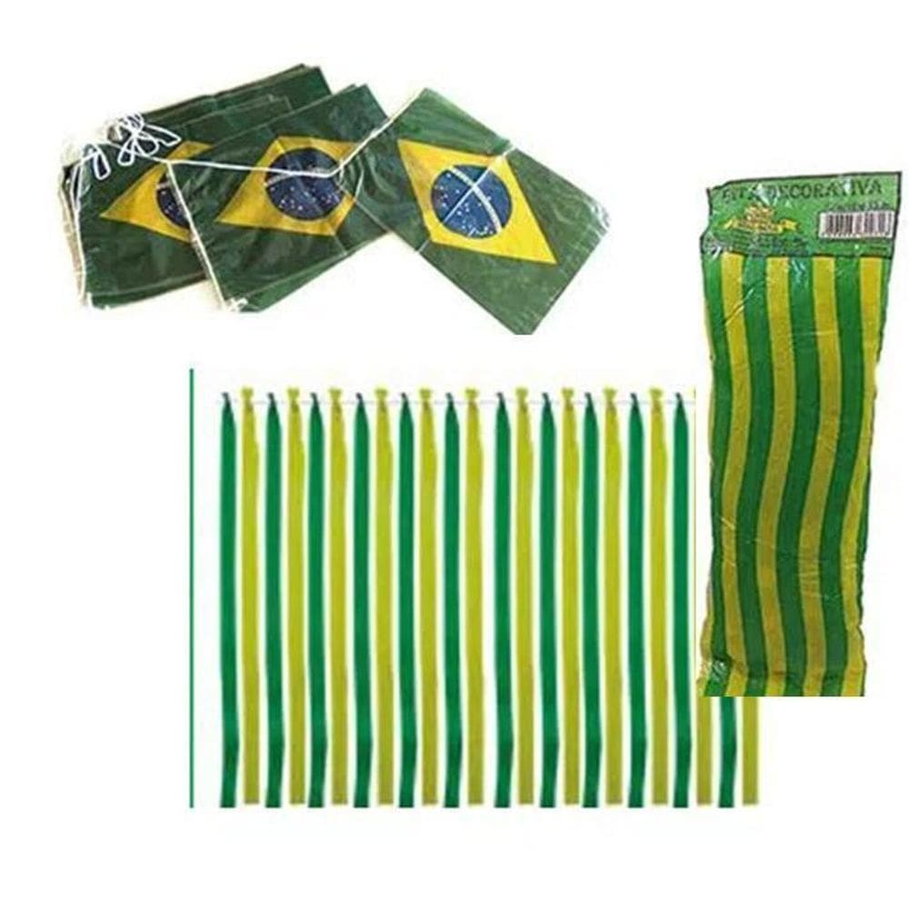 Kit Varal Com 20M De Cordao Bandeiras E Fitas - Copa Eleição