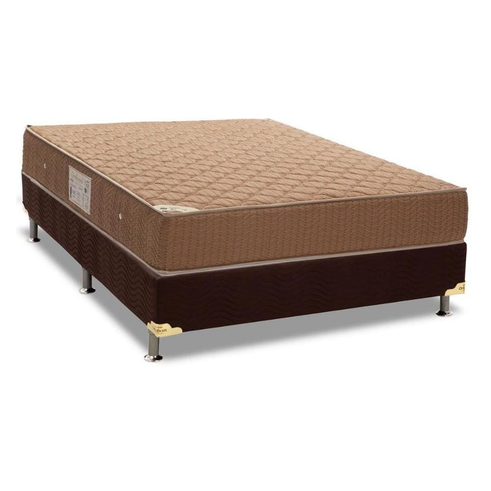 Cama Box Casal: Colchão Molas Ortobom Hotelaria Multilastic Orthotel + Base CRC Suede Brown(138x188)