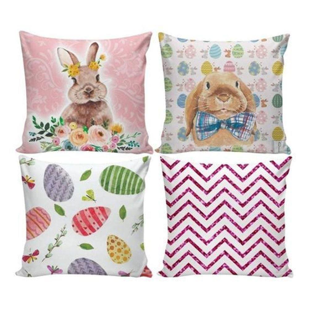 Kit 4 Capas Almofada Pascoa Decorativa Sofá Cama Poltrona