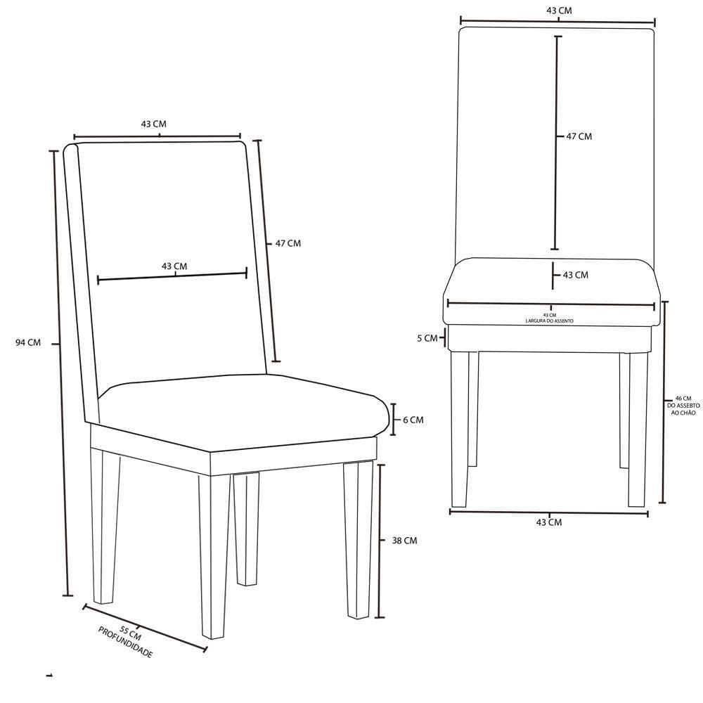 Kit 4 Cadeiras Reforçada Sala De Jantar Cozinha Luxo Linho