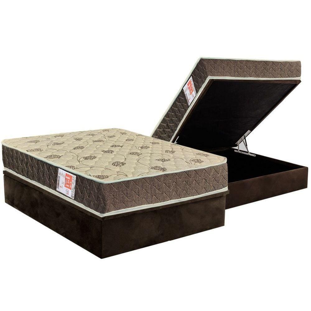Cama Box Baú Casal: Colchão Espuma D33 Orthoflex Comfortpedic Line + Base CRC Suede Brown(138x188)