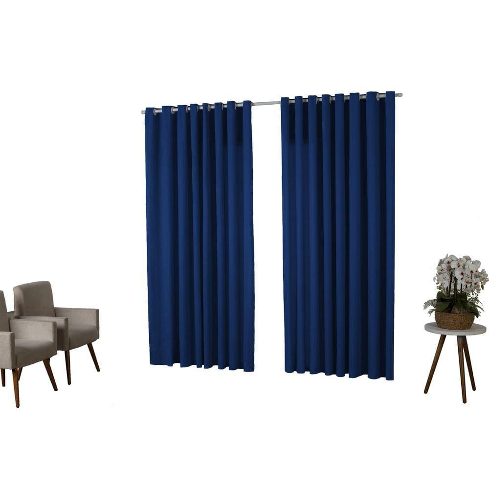 Cortina 3,00X2,50 Oxford Quarto Sala Porta Azul