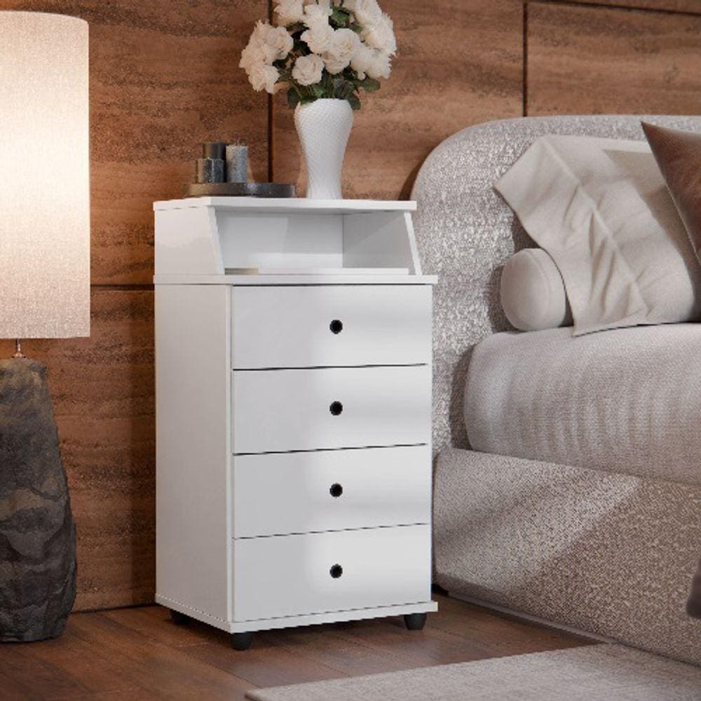 Mesa de Cabeceira Luxo II New Branco - EJ Móveis