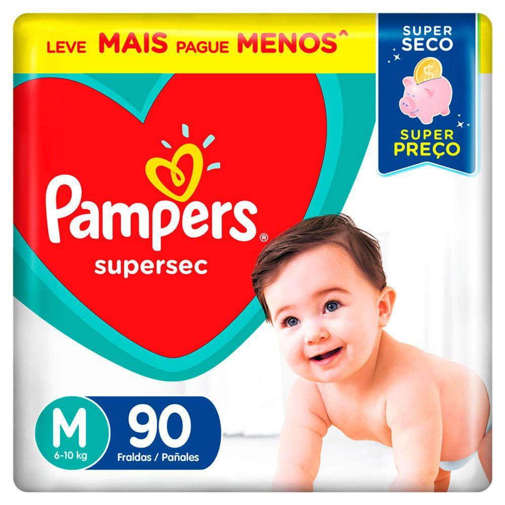 Fralda Pampers Supersec Tamanho M 90 Fraldas Descartáveis