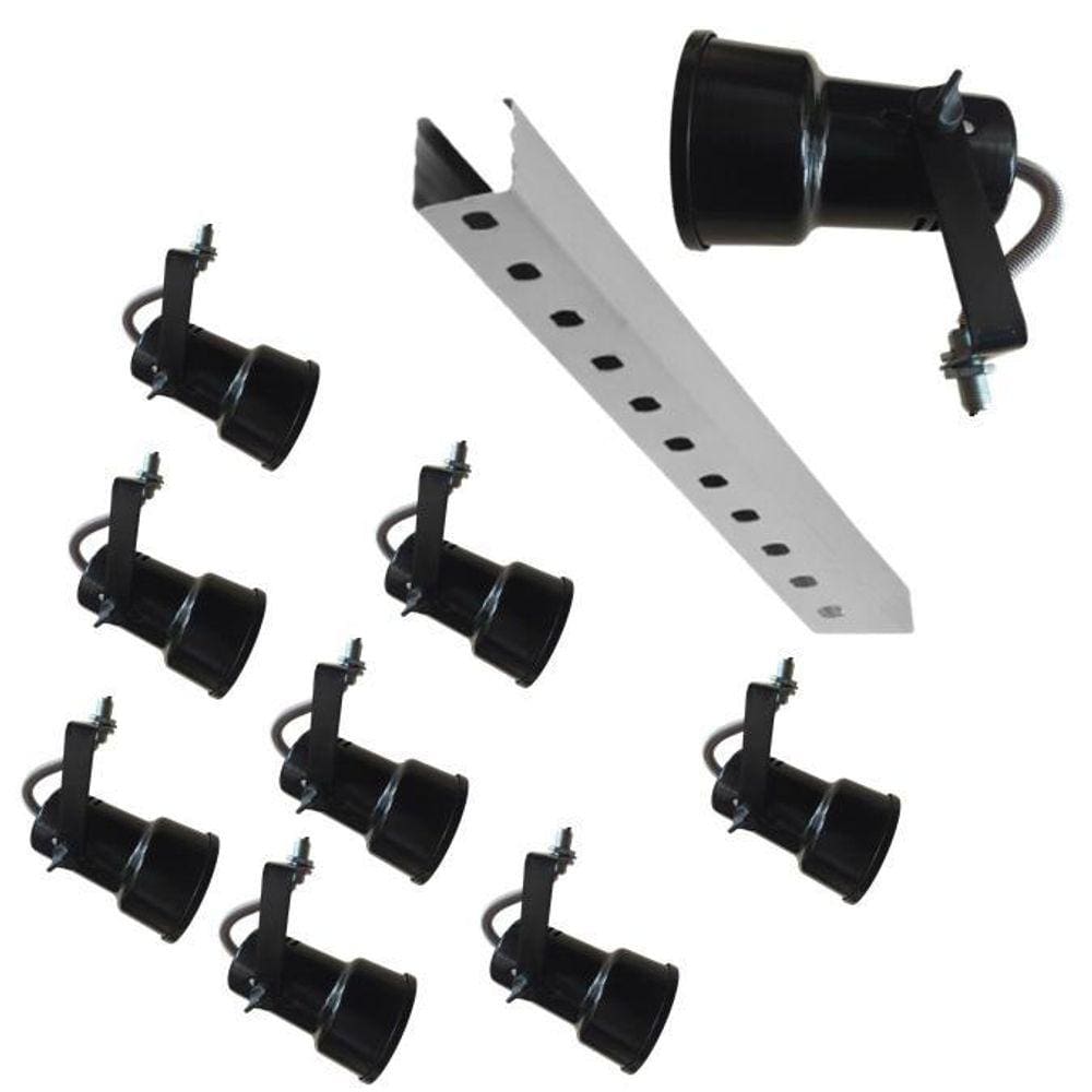 Spot Para Trilho Eletrocalha Kit 9 Peças Lam Led Bulbo/Par