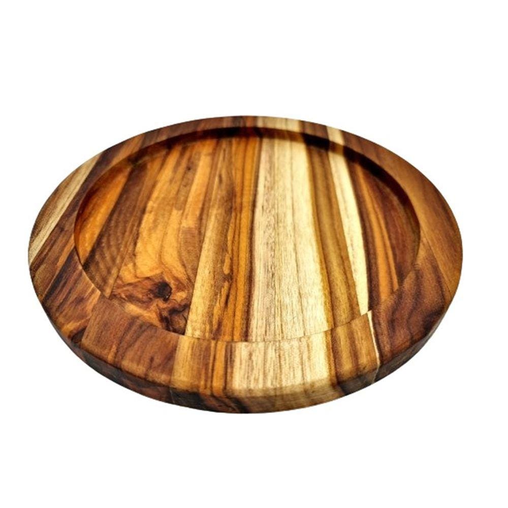 Gamela Bandeja Redonda para Servir 26x26cm Em Madeira Teca