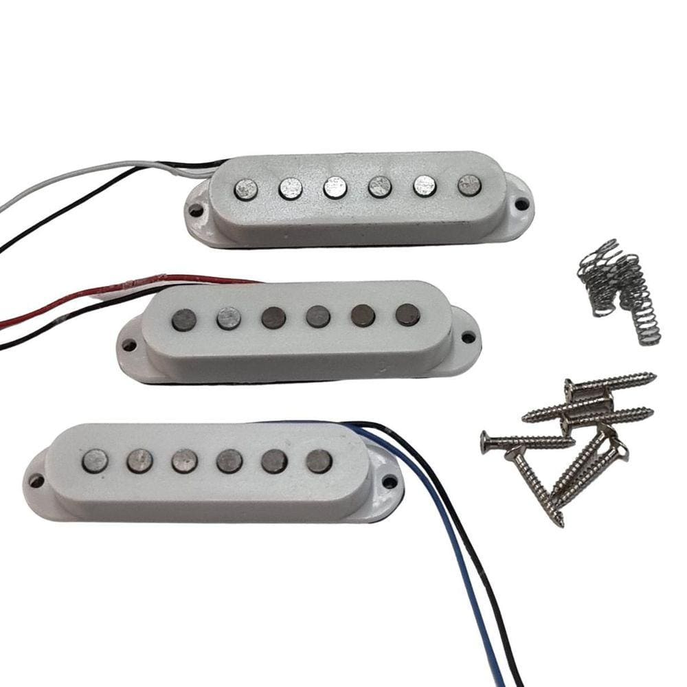 Captador Guitarra Strato Alnico V Branco Kit 3 Hook