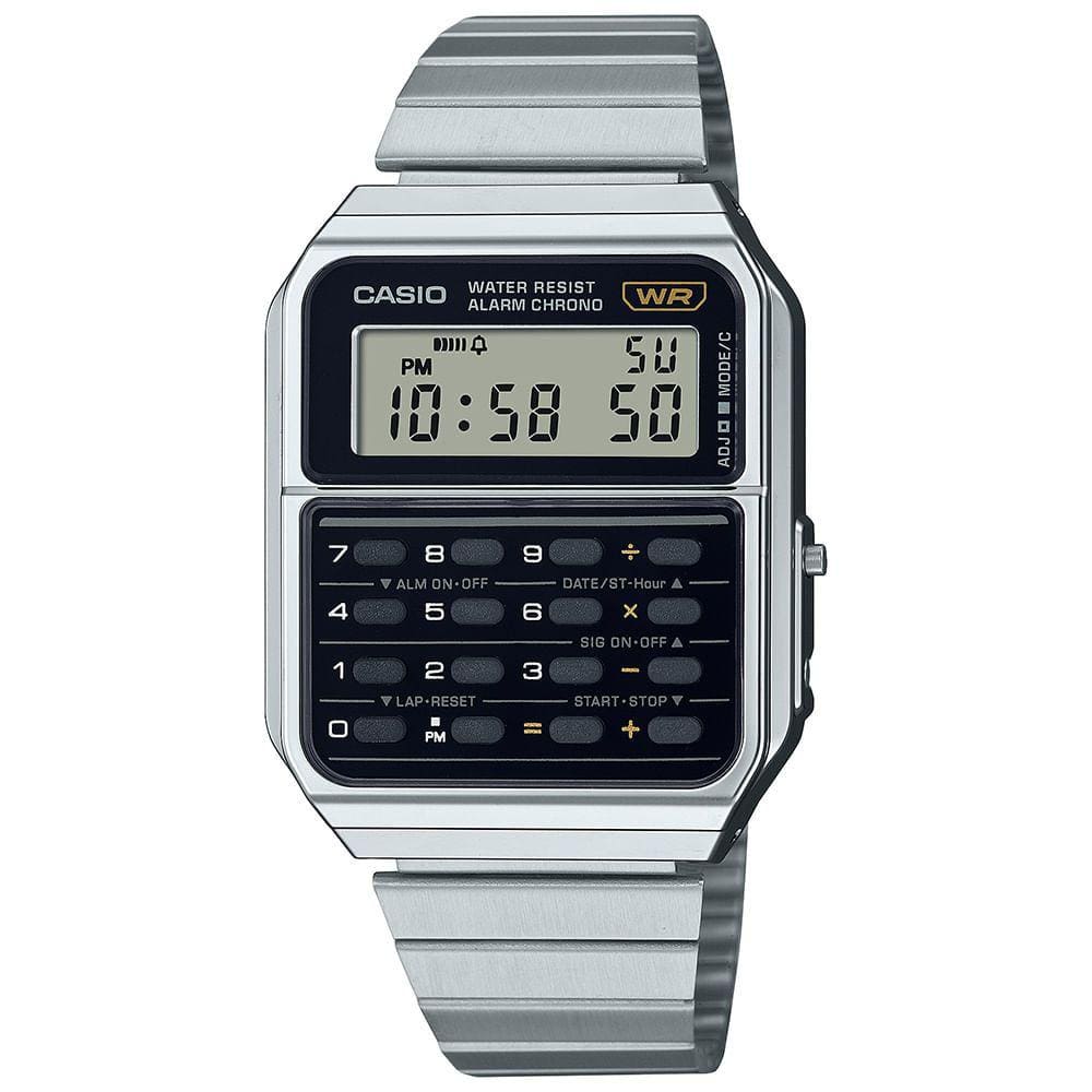 Relógio CASIO VINTAGE prata calculadora CA-500WE-1ADF