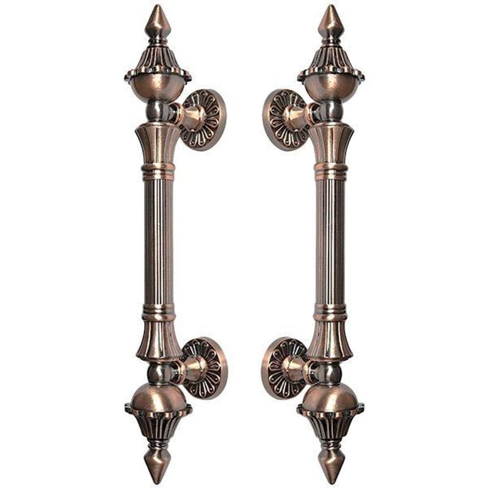 Puxador Duplo 335mm Cobre Antigo Porta Pivotante