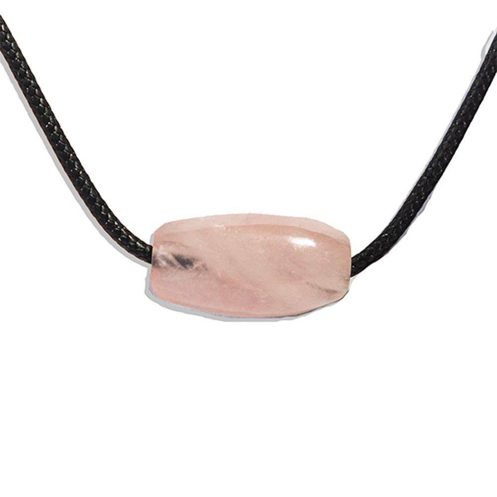 Pedra Quartzo Rosa Barril Furado Longitudinal 15mm Tipo B