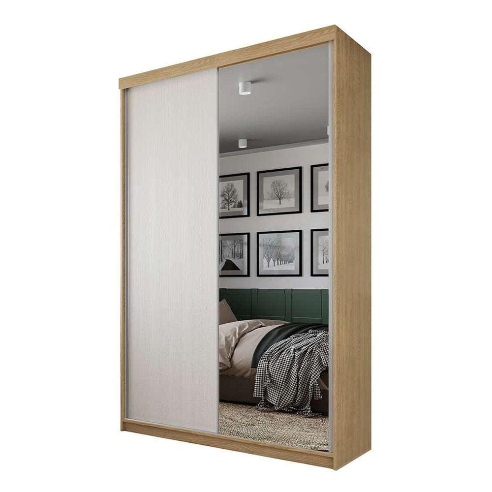 guarda-roupa solteiro com 1 espelho lugano 2 pt 2 gv carvalho