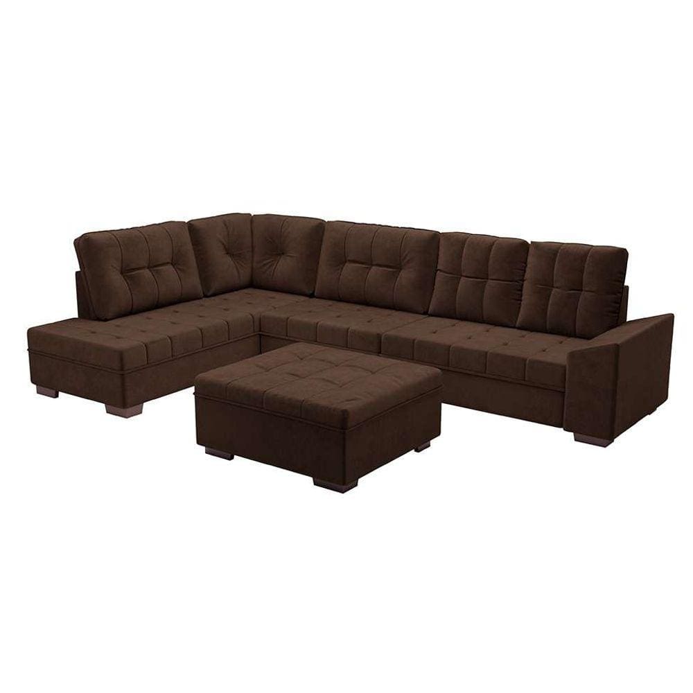 sofá de canto leblon veludo café