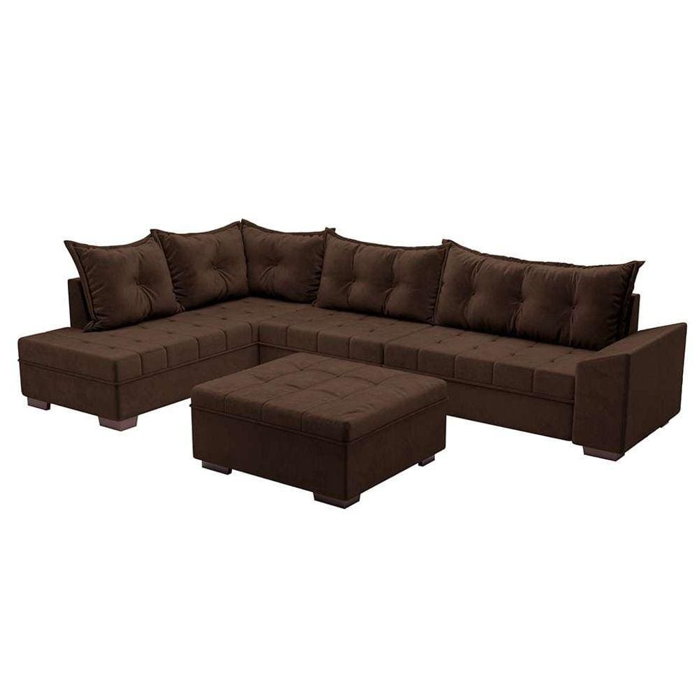 sofá de canto itapema veludo café