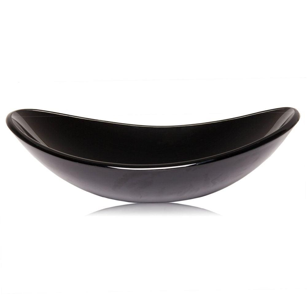 Cuba de Vidro Apoio Esmaltado Oval Glass Mosaic Preto