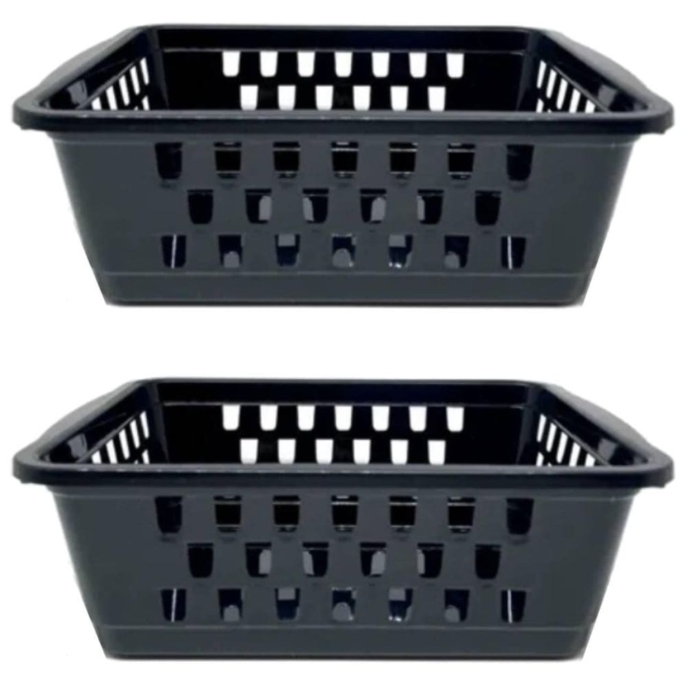 Kit 2 Cestos Organizador Médio 1400 Ml Preto 20X15X6Cm 1948