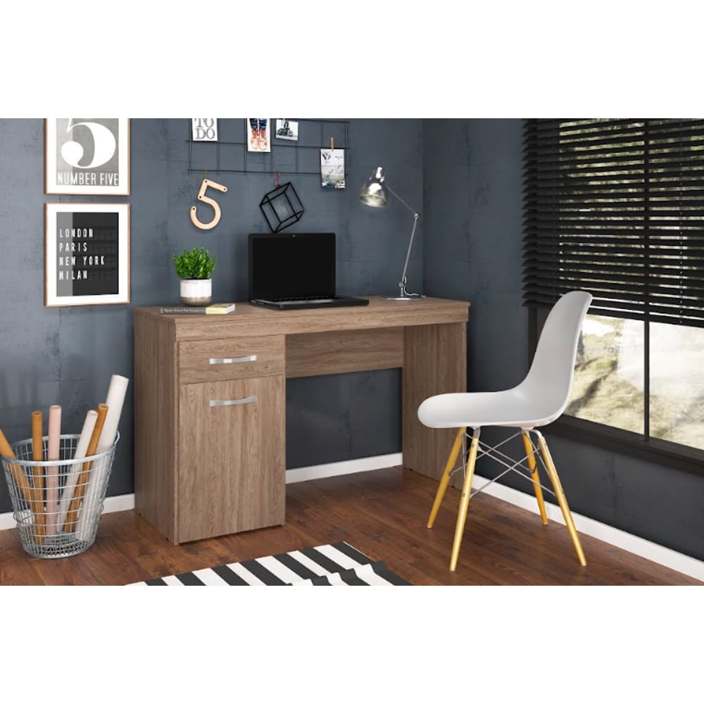 Escrivaninha Vitória exclusiva 1 Porta em madeira  MDP de 1.20mx0.76mx0.45m Nogal Touch Demóbile - LBMSHOP