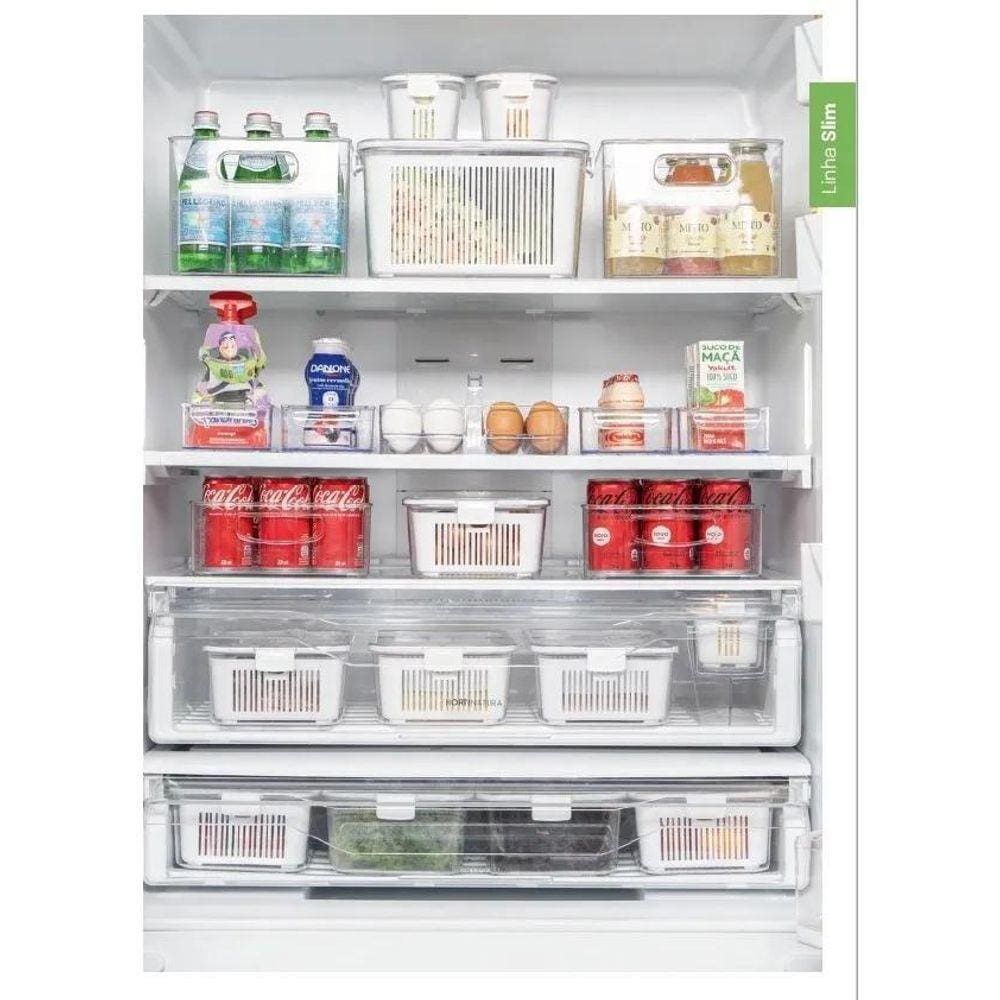 Pote Hermético Slim Com Cesto ,Tampa Com Trava 3.050Ml Cinza
