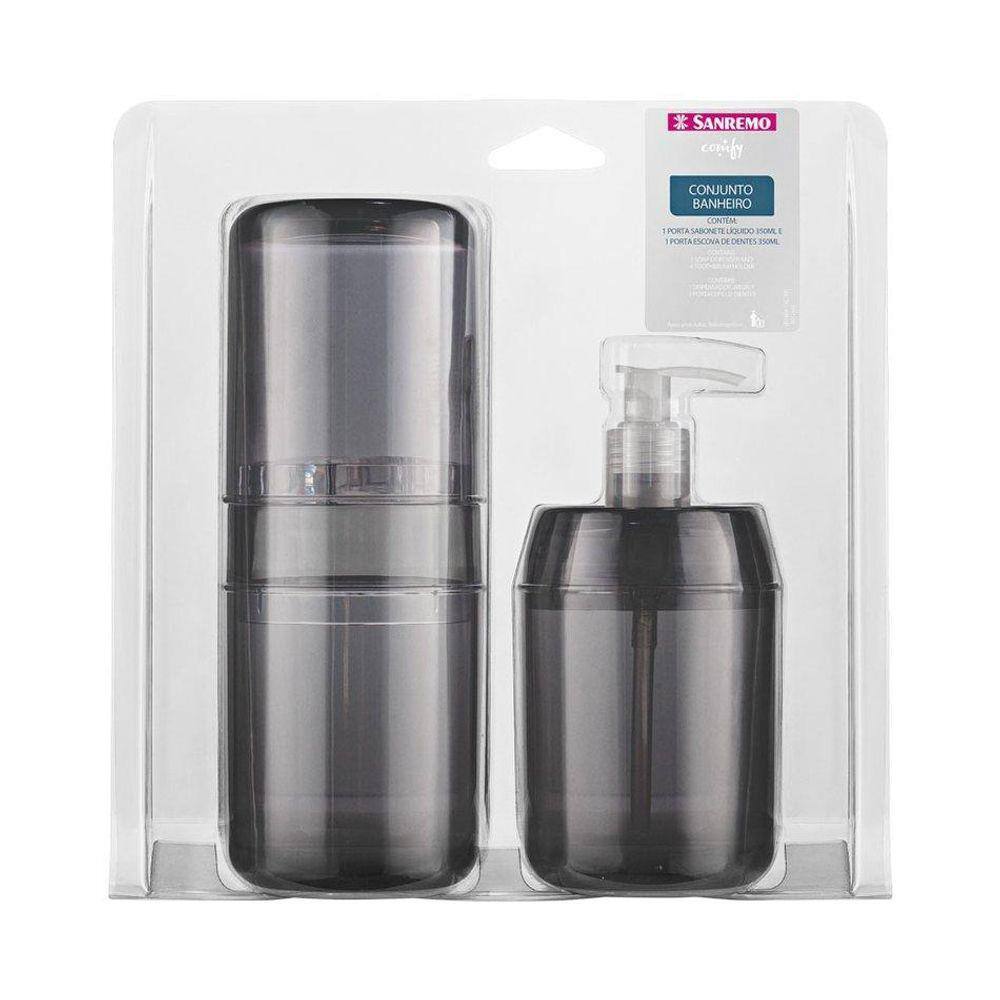Jogo Dispenser Sabonete 350Ml+ Porta Escova Translucida