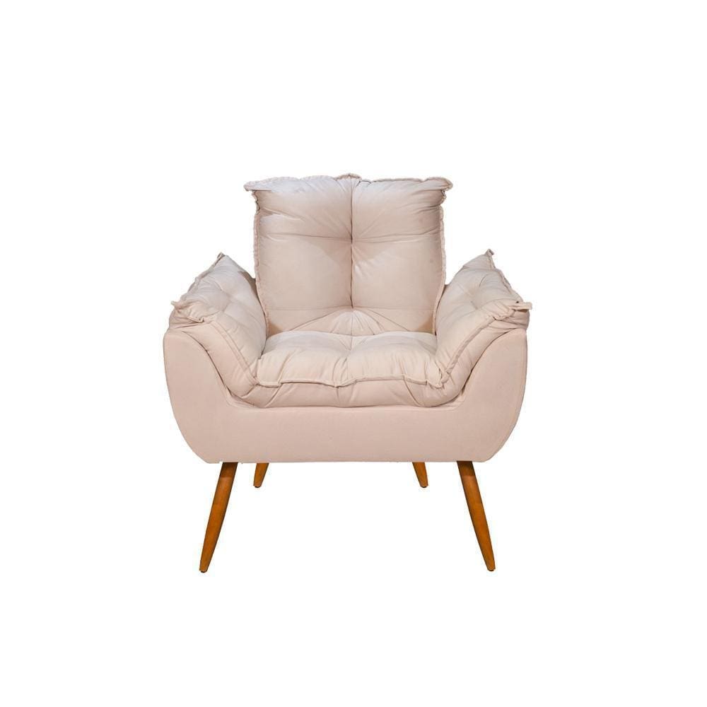 Poltrona Opala Decorativa Sala De Estar Consultório Bege