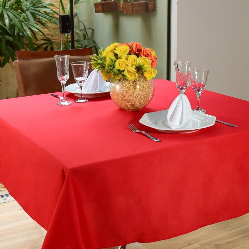 Toalha Mesa 4 Lugares Sala Jantar Oxford Lisa 1,50M Vermelho