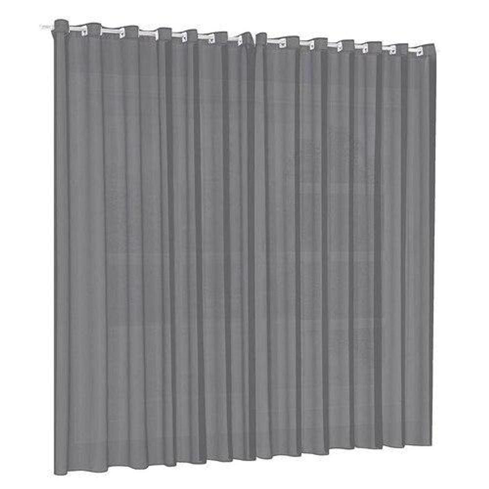 Cortina Para Sala Quarto Voal Liso Cinza 3,00X2,50