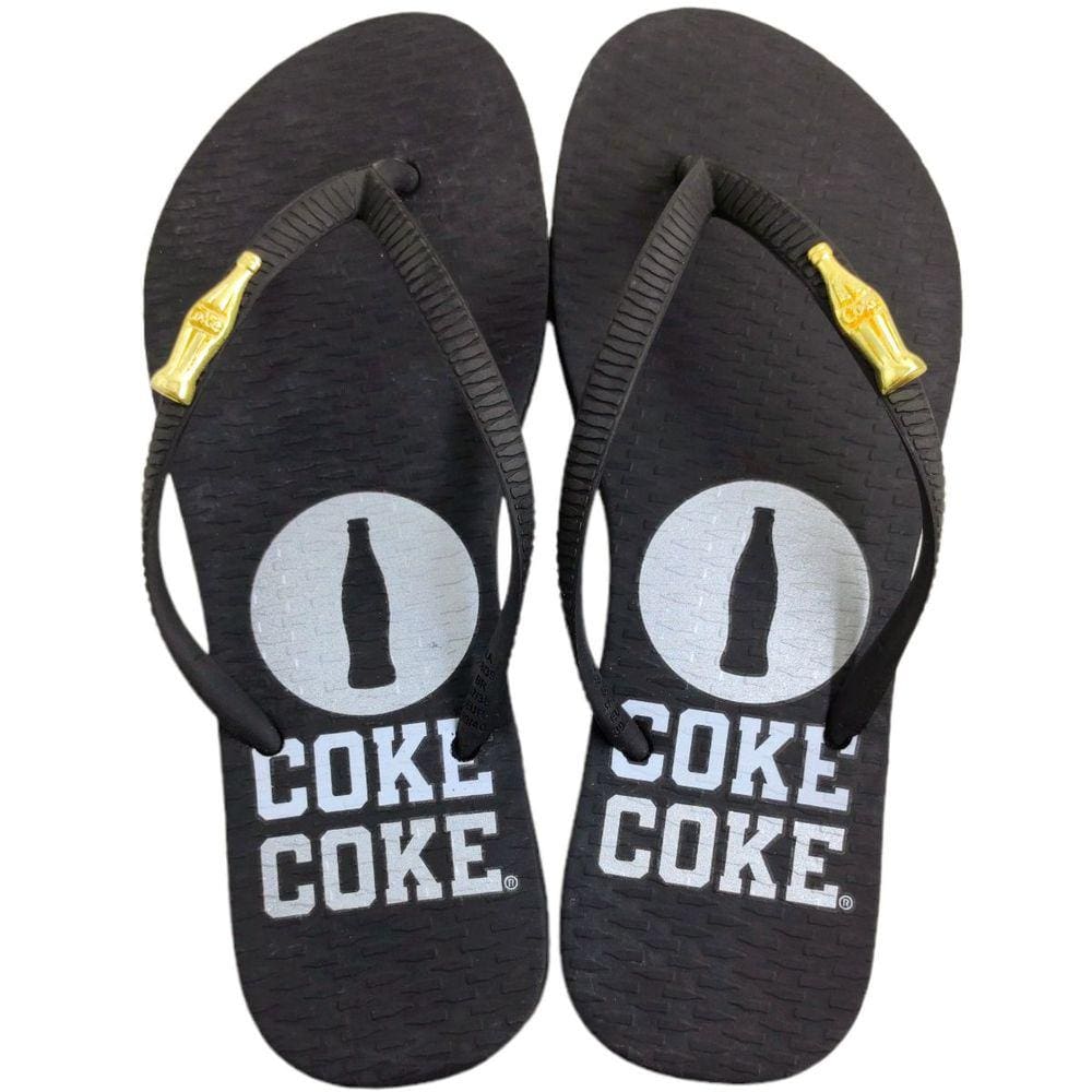 Chinelo De Dedo Feminino Casual Dia a Dia Borracha Coca Cola Metallic Coke Cc4154