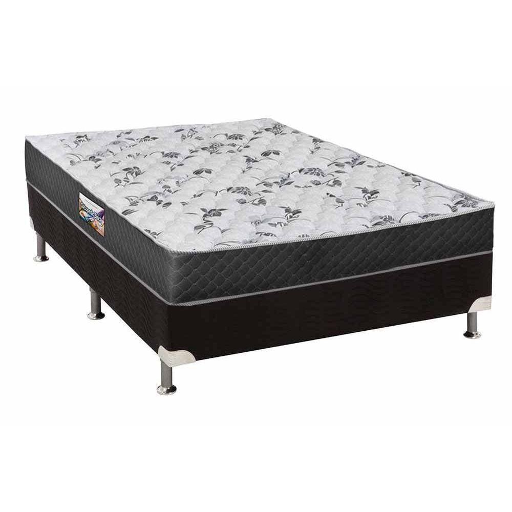 Cama Box Casal: Colchão Anatômico Herval D28/EP Ortopedic Black+ Base CRC Suede Black(138x188)