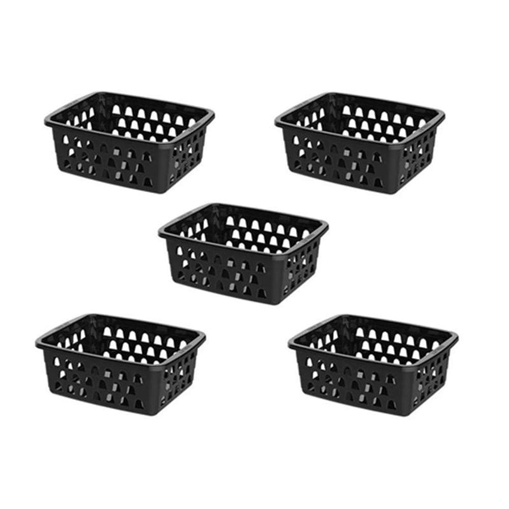 Kit 5 Cestos Multiuso Pequeno Preto 12X6X16Cm Pp Uninjet