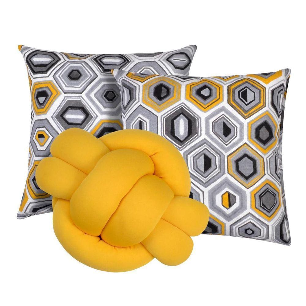 2 Almofadas Decorativas Sala Sofá + Almofada Nó Amarelo
