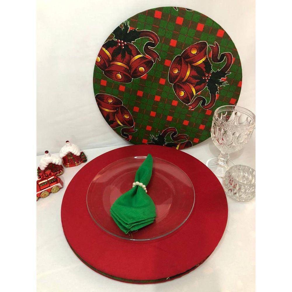 Jogo De Sousplat Natalino 4 Peças Completos Estampa Natal 4