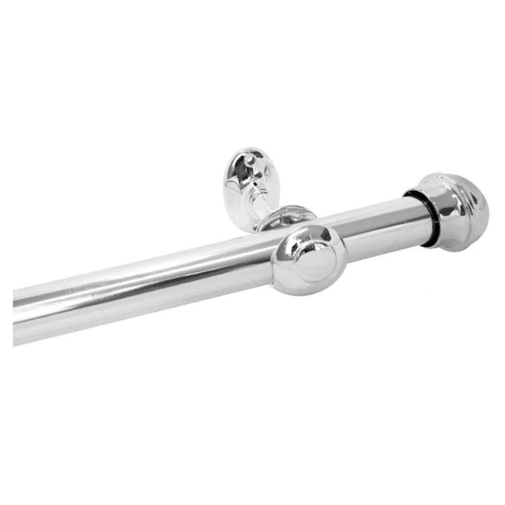 Kit Varão Cromado Simples 2,20 Metros 28Mm Alumínio Polido