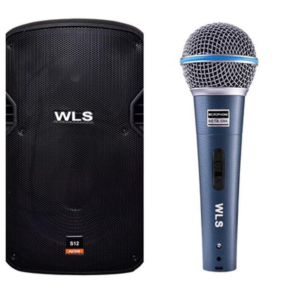 Caixa Acústica WLS S12 Ativa com Bluetooth + Microfone M58A